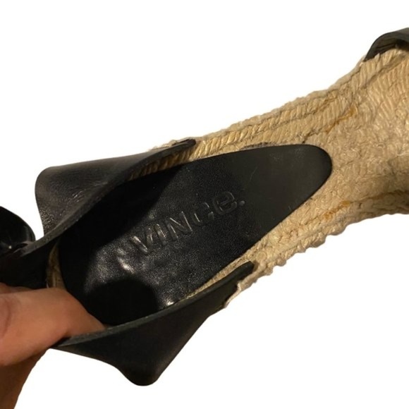 Vince Sophie Leather Espadrille Wedge size EU 36 US 6 Black Jute Rope - Picture 5 of 13